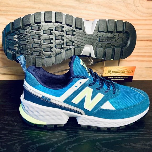 New Balance 574 Men's Running Training Shoes Size Teal Lime NEW - Picture 2 of 8